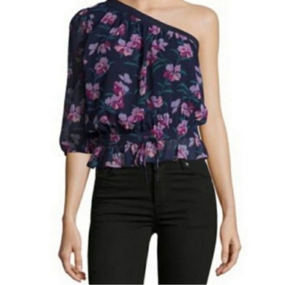 One shoulder Floral Blouse